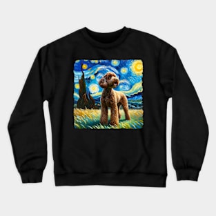 Starry Lagotto Romagnolo Dog Portrait - Pet Portrait Crewneck Sweatshirt